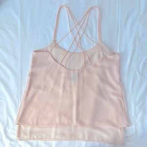 Petal pink criss cross halter layered, low back